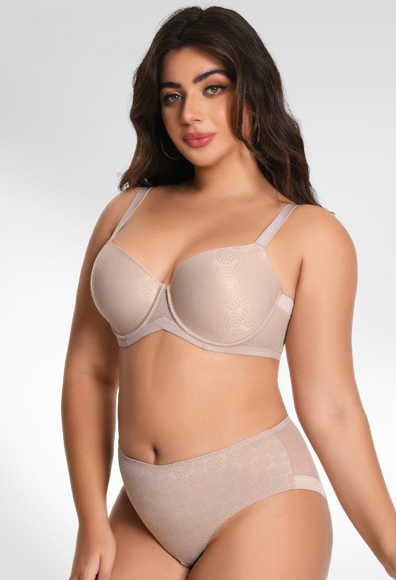 Plus-Size Women's Nylon/Polyester Lingerie Set: Slimming, Anti-Sag Bra and Panty Combo