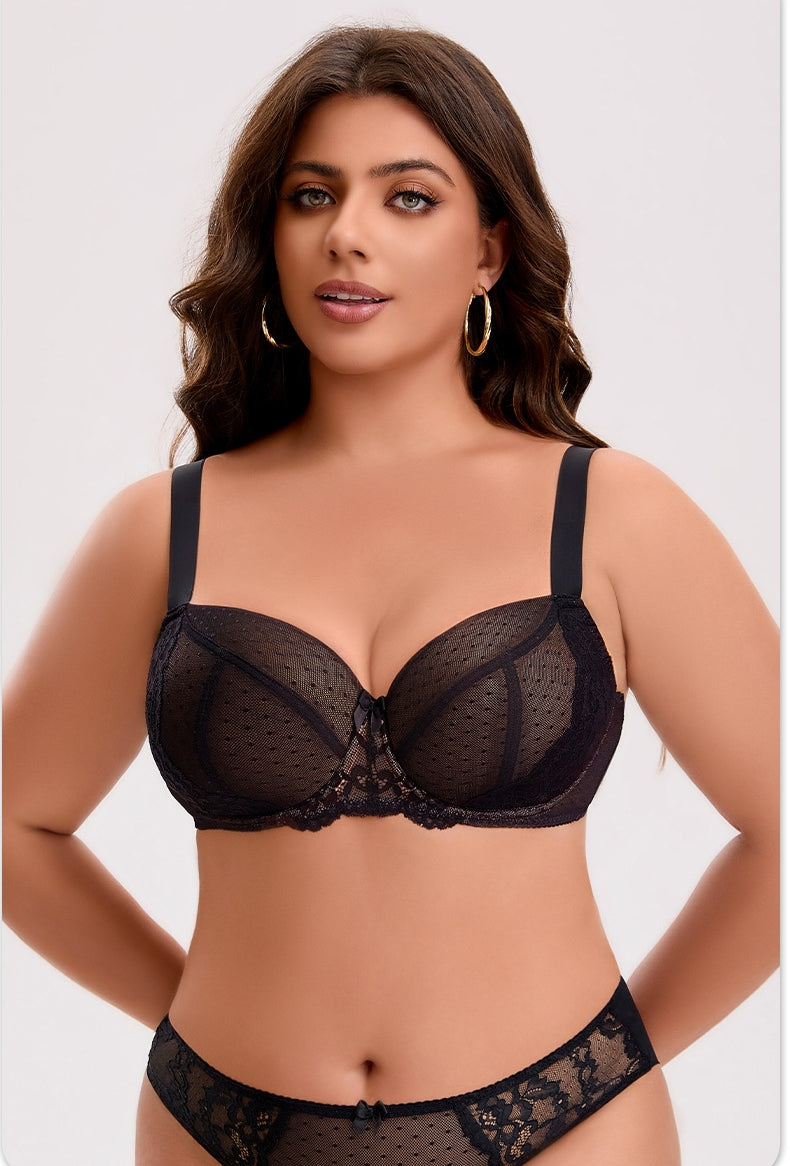 Plus-Size Lingerie Set for Women: Designed for Fuller Busts — Underwire Support, Lifting & Shaping, Slimming Effect, Lace-Up Bra Set