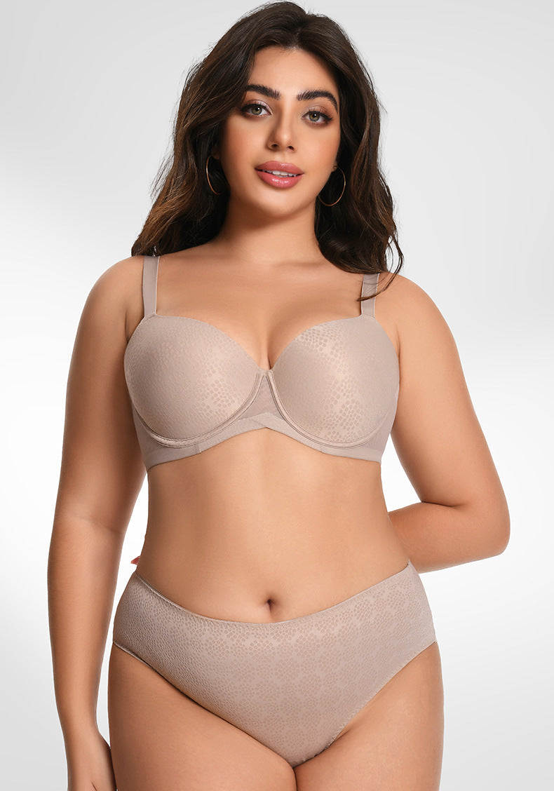 Plus-Size Women's Nylon/Polyester Lingerie Set: Slimming, Anti-Sag Bra and Panty Combo