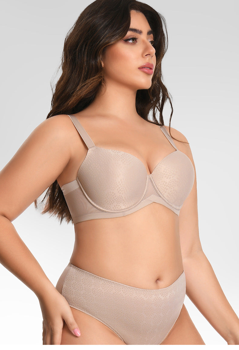 Plus-Size Women's Nylon/Polyester Lingerie Set: Slimming, Anti-Sag Bra and Panty Combo
