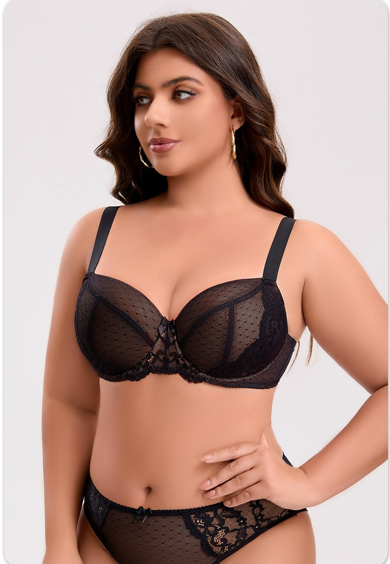 Plus-Size Lingerie Set for Women: Designed for Fuller Busts — Underwire Support, Lifting & Shaping, Slimming Effect, Lace-Up Bra Set