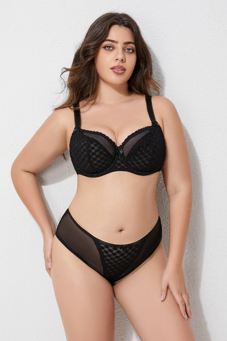 Women's Plus-Size Sexy Push-Up Lace Underwire Full-Cup Bra Set — 2-Piece Anti-Sagging Lingerie Set for Larger Busts