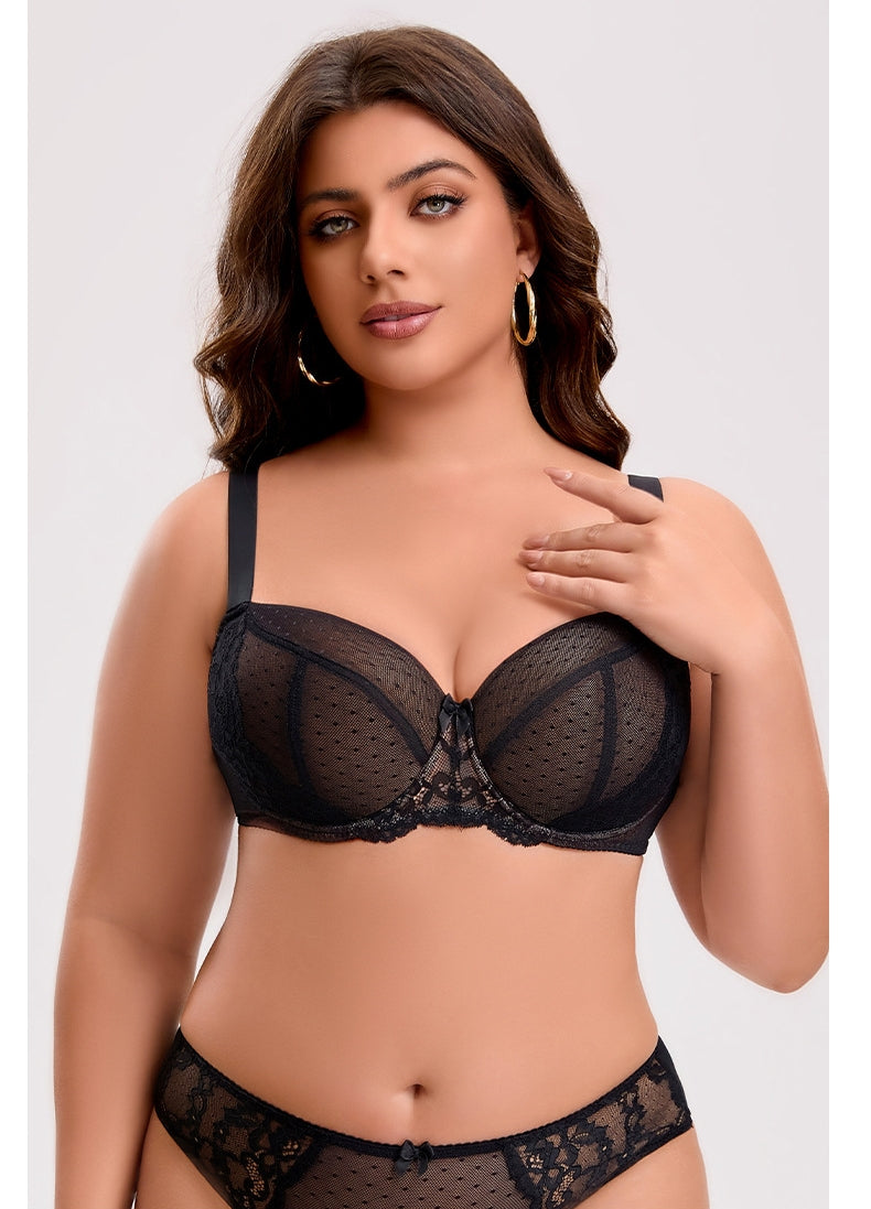 Plus-Size Lingerie Set for Women: Designed for Fuller Busts — Underwire Support, Lifting & Shaping, Slimming Effect, Lace-Up Bra Set