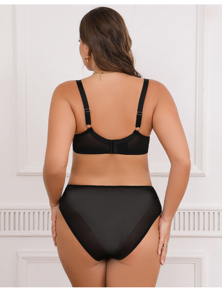 Plus-Size Lace Bra Set — Polka Dot, Full Cup, Underwire, Push-Up — Lightweight Lingerie Designed for Fuller Busts