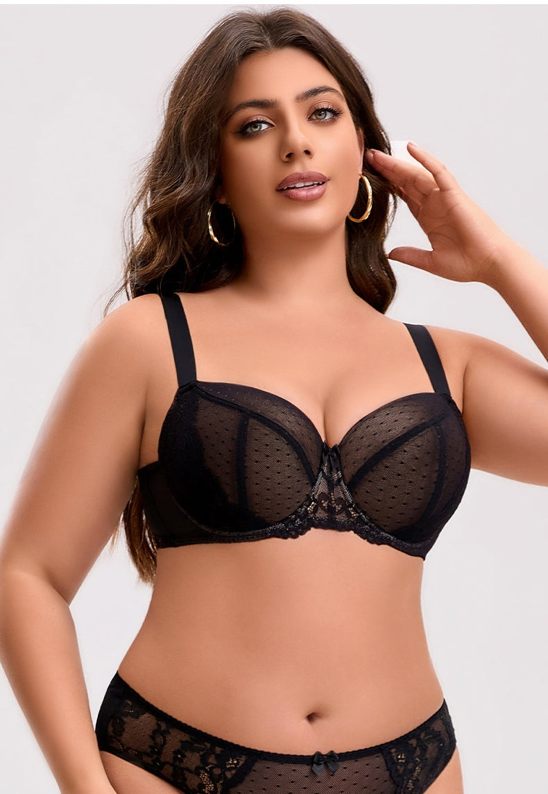 Plus-Size Lingerie Set for Women: Designed for Fuller Busts — Underwire Support, Lifting & Shaping, Slimming Effect, Lace-Up Bra Set