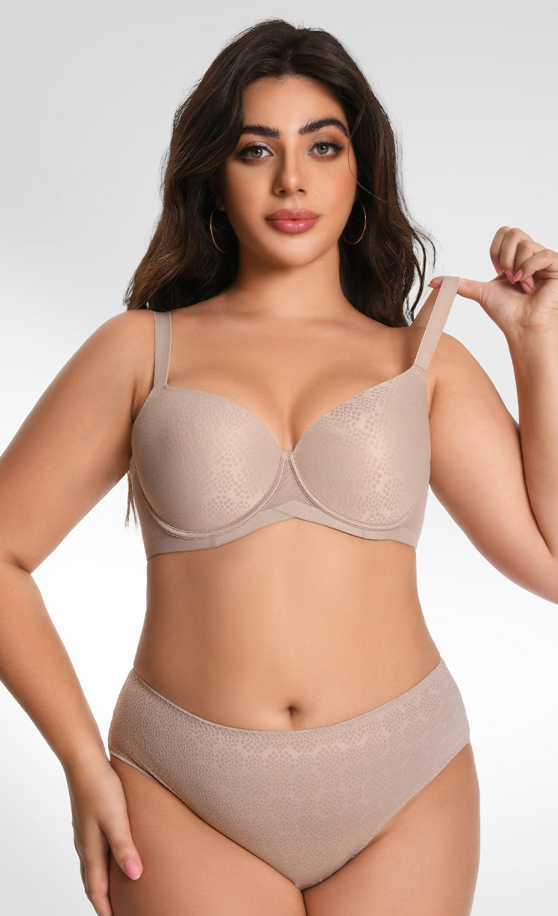 Plus-Size Women's Nylon/Polyester Lingerie Set: Slimming, Anti-Sag Bra and Panty Combo