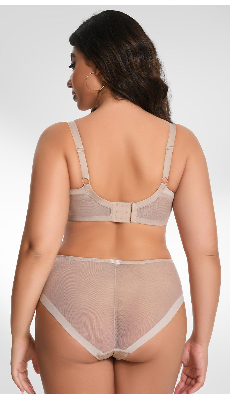 Plus-Size Women's Nylon/Polyester Lingerie Set: Slimming, Anti-Sag Bra and Panty Combo