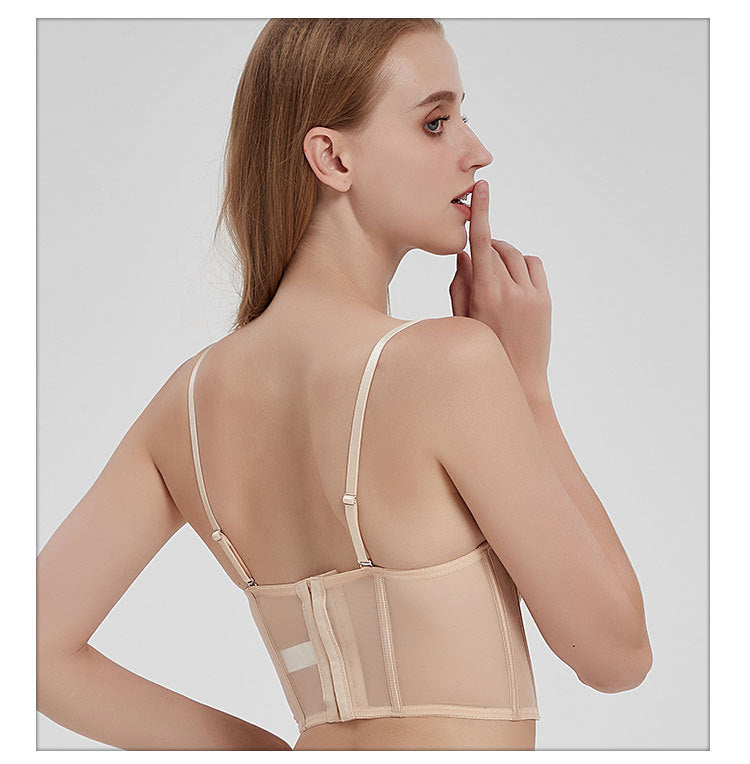 Women's Fashion Two-Piece Lingerie Set with Bow Accents — French-Style Underwear featuring a Longline, Boned, Push-Up Bustier Bra