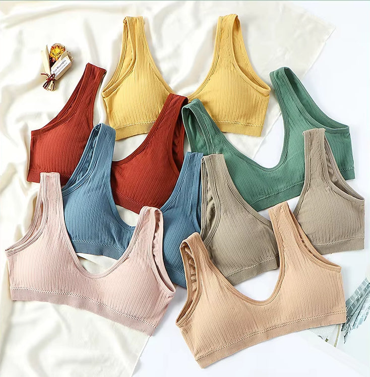 Stylish Wire-Free Sports Camisole — Lifting & Slimming Ribbed Plus-Size Bra Set, Designed for Curvy Women
