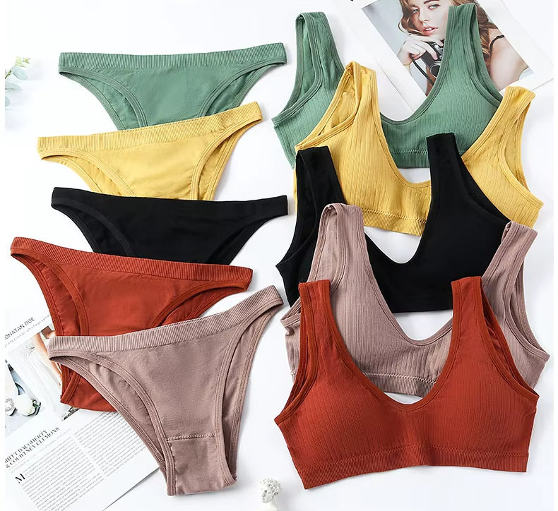 Stylish Wire-Free Sports Camisole — Lifting & Slimming Ribbed Plus-Size Bra Set, Designed for Curvy Women