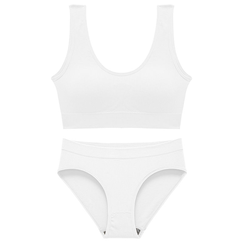 Women's Bra Set: Soft, Push-Up, Padded Wire-Free Bra and Breathable Ribbed Thong