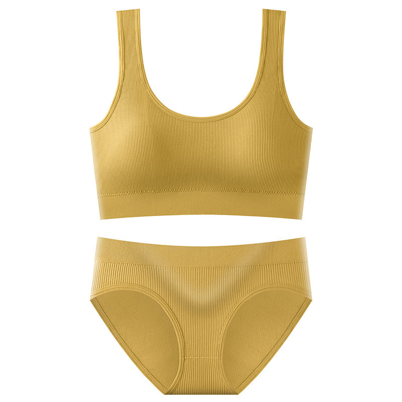 Stylish Wire-Free Sports Camisole — Lifting & Slimming Ribbed Plus-Size Bra Set, Designed for Curvy Women
