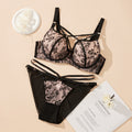Young Women's Lingerie Series — Plus-Size Floral Lace Bra & Panty Set: Anti-Sag Support & Shaping, Mesh Full-Cup — Curvy Bikini Style