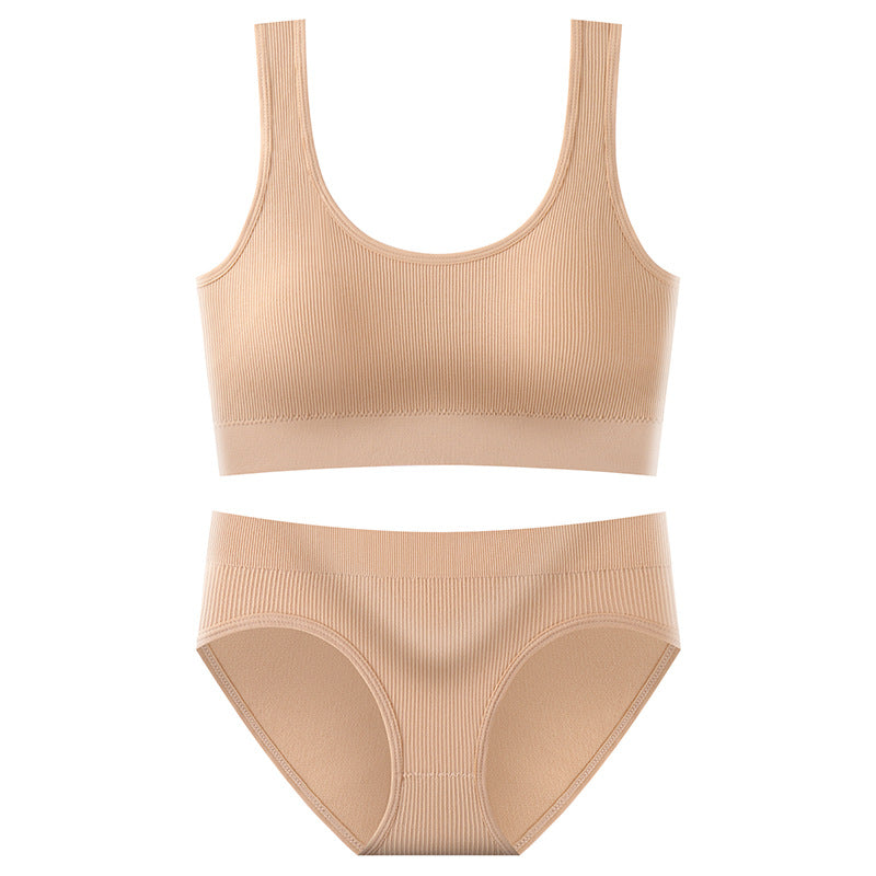 Stylish Wire-Free Sports Camisole — Lifting & Slimming Ribbed Plus-Size Bra Set, Designed for Curvy Women