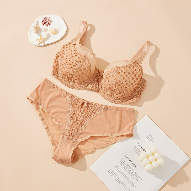 Women's Plus-Size Sexy Push-Up Lace Underwire Full-Cup Bra Set — 2-Piece Anti-Sagging Lingerie Set for Larger Busts