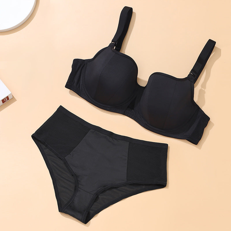 Plus-Size Gothic-Style Bra Set — Underwire Support, Front Cutout Design, 3/4 Cup — Specially Crafted for Busty Women: Slimming & Lifting Lingerie