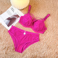 Women's Plus-Size Lingerie Set: Floral Lace, Anti-Sagging, Push-Up — Deep-Cup Bra and Panties