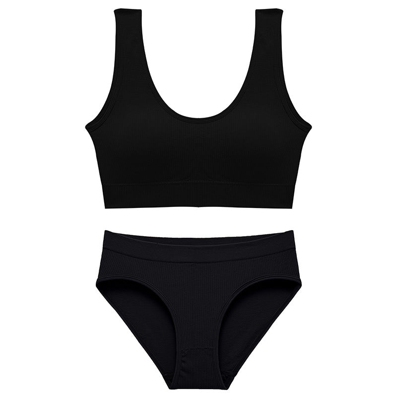 Women's Bra Set: Soft, Push-Up, Padded Wire-Free Bra and Breathable Ribbed Thong