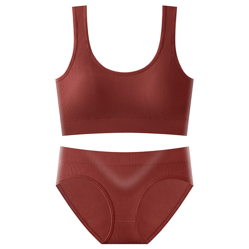 Stylish Wire-Free Sports Camisole — Lifting & Slimming Ribbed Plus-Size Bra Set, Designed for Curvy Women