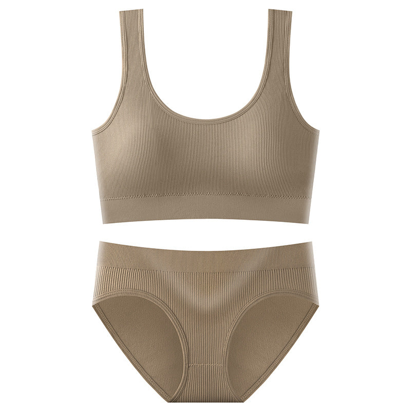 Stylish Wire-Free Sports Camisole — Lifting & Slimming Ribbed Plus-Size Bra Set, Designed for Curvy Women