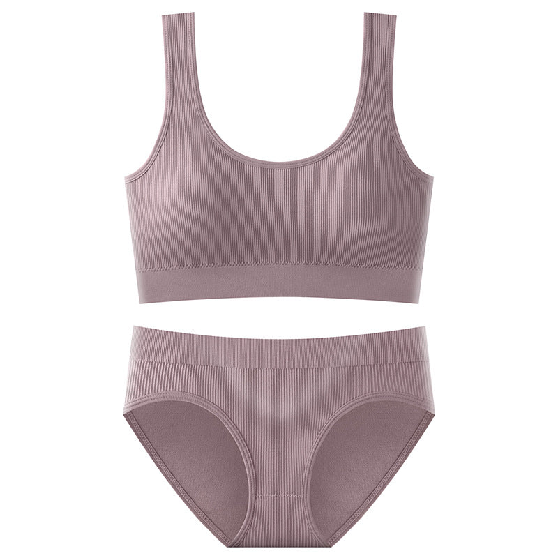 Stylish Wire-Free Sports Camisole — Lifting & Slimming Ribbed Plus-Size Bra Set, Designed for Curvy Women