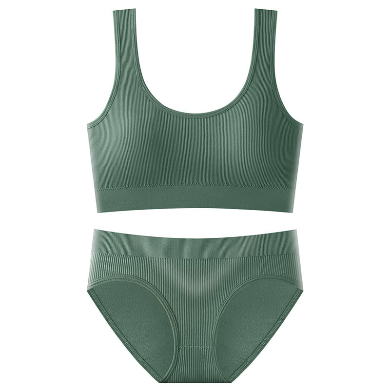 Stylish Wire-Free Sports Camisole — Lifting & Slimming Ribbed Plus-Size Bra Set, Designed for Curvy Women