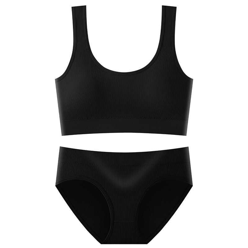 Stylish Wire-Free Sports Camisole — Lifting & Slimming Ribbed Plus-Size Bra Set, Designed for Curvy Women